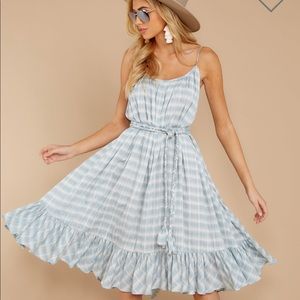 Red Dress light blue plaid midi dress